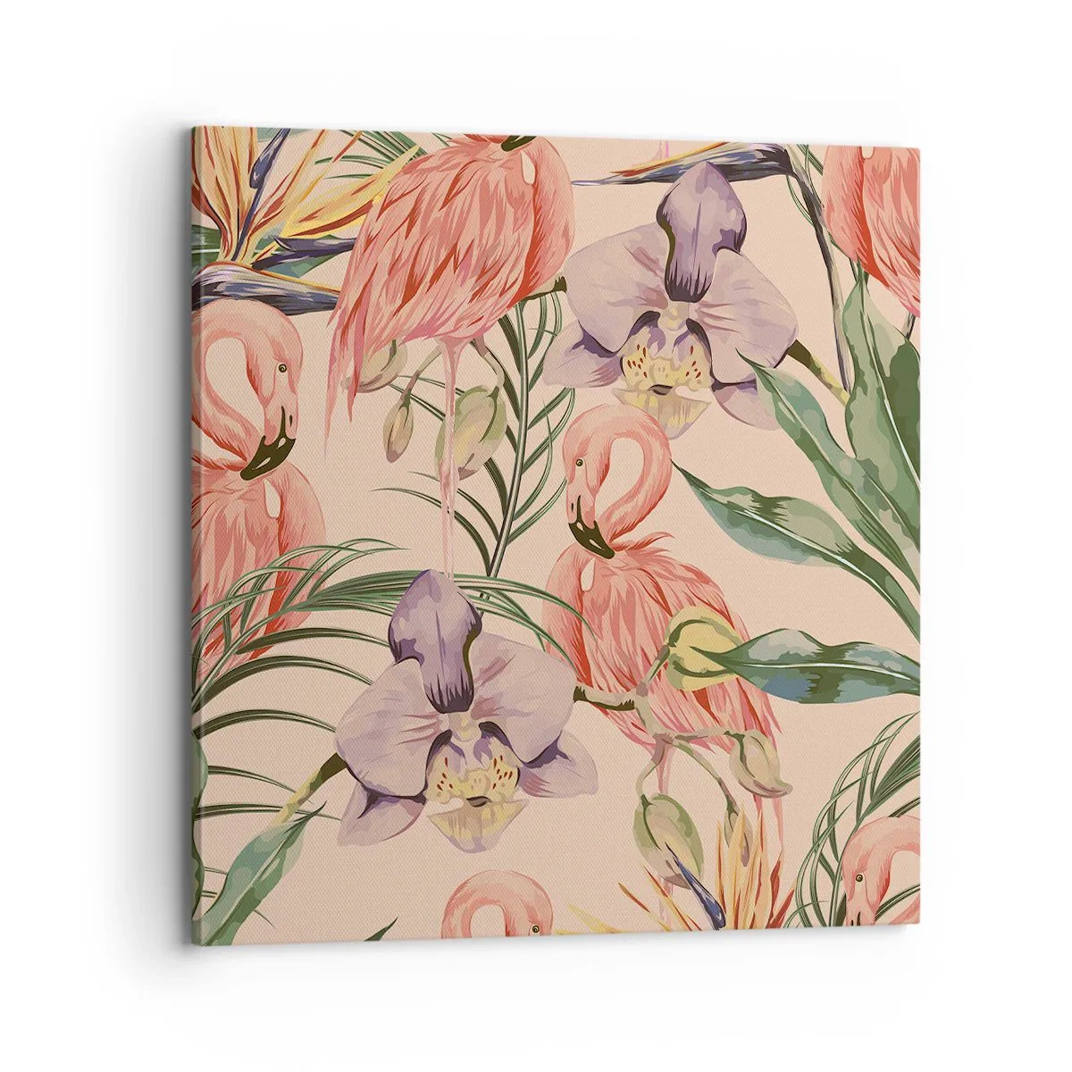 Bild auf Leinwand - Leinwandbild - Rosa Ballett in Blumen - 70x70 cm