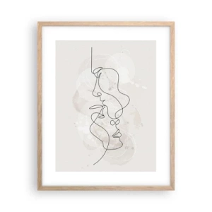 Poster in einem Rahmen aus heller Eiche - Verstrickt in eine Umarmung - 40x50 cm