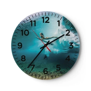 Wanduhr - Glasuhr - Unterwasserwelt - 40x40 cm