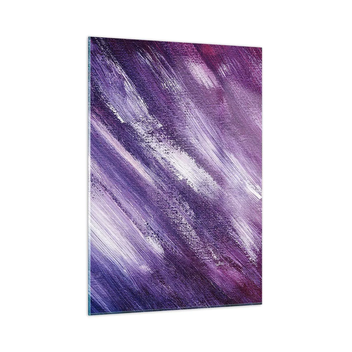 Glasbild - Bild auf glas - Abstraktes Gemälde in Lila- und Weißtönen - 50x70cm - Wenn der sonnige Wind weht - Moderne Wanddekoration für Wohnzimmer und Schlafzimmer ARTTOR