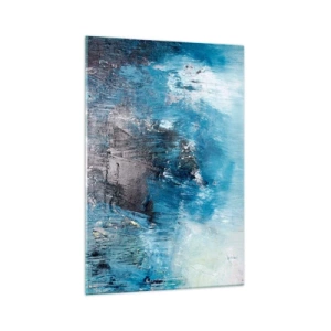 Glasbild - Bild auf glas - Abstrakte Pinselstriche in Blautönen - 70x100cm - Rhapsodie in Blau - Moderne Wanddekoration für Wohnzimmer und Schlafzimmer ARTTOR