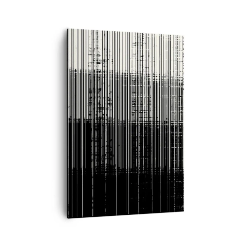 Bild auf Leinwand - Leinwandbild - Abstrakte Linienkomposition in kontrastierendem Schwarz und Weiß - 70x100cm - Wellen und Vibrationen - Moderne Wanddekoration für Wohnzimmer und Schlafzimmer ARTTOR