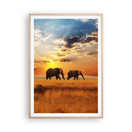 Poster in einem Rahmen aus heller Eiche - Familienspaziergang - 70x100 cm