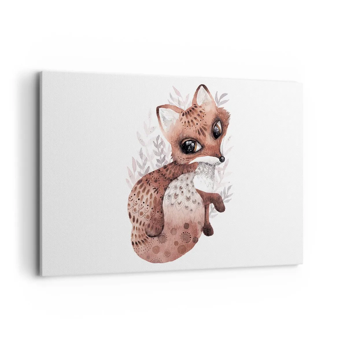 Bild auf Leinwand - Leinwandbild - Ein süßer Aquarellfuchs auf hellem Hintergrund - 120x80cm - Einfach lieben - Moderne Wanddekoration für Wohnzimmer und Schlafzimmer ARTTOR