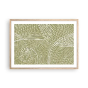 Poster in einem Rahmen aus heller Eiche - Komplizierte Abstraktion in Weiß - 70x50 cm