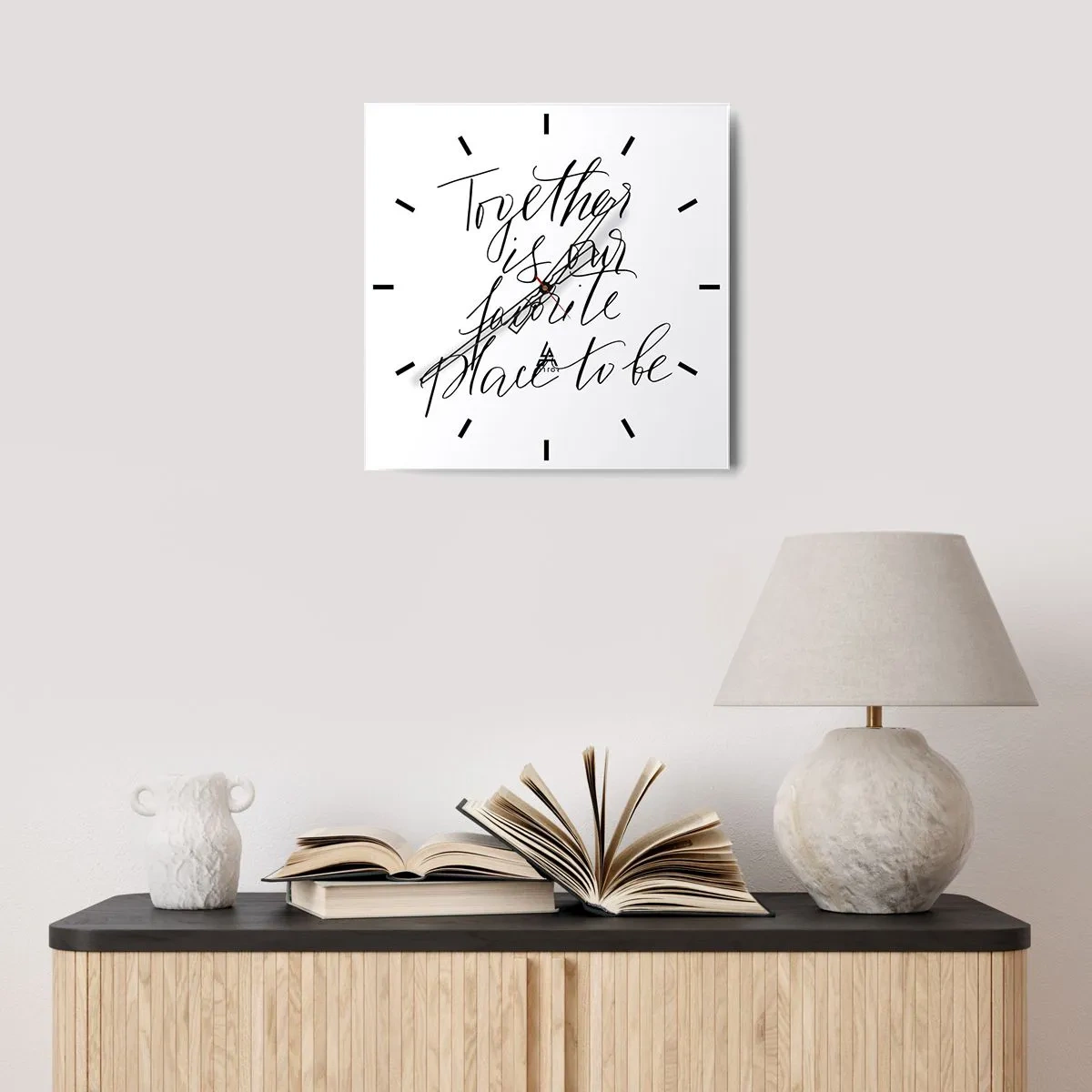 Wanduhr - Glasuhr - Typografische Inschrift im eleganten Stil auf weißem Hintergrund - 30x30cm - Fühlst du das auch? - Moderne Wanddekoration für Wohnzimmer und Schlafzimmer ARTTOR