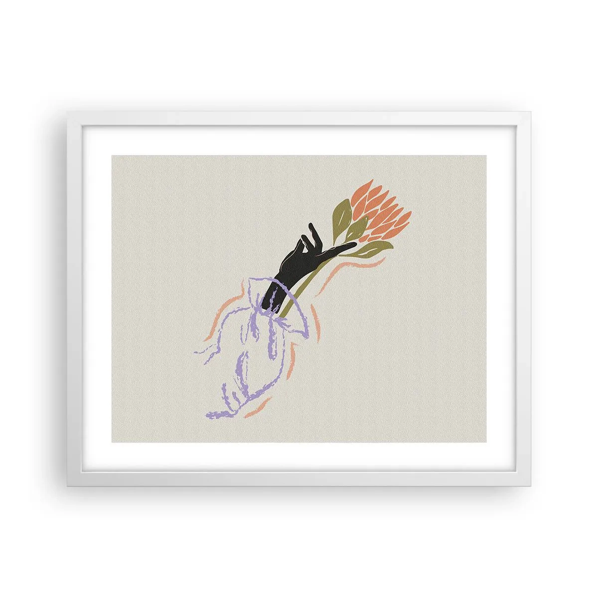 Poster in einem weißen Rahmen - Schwesterliche Berührung - 50x40 cm