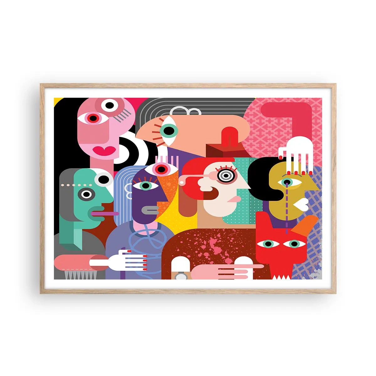 Poster in einem Rahmen aus heller Eiche - Wir sind von Herrn Picasso - 100x70 cm