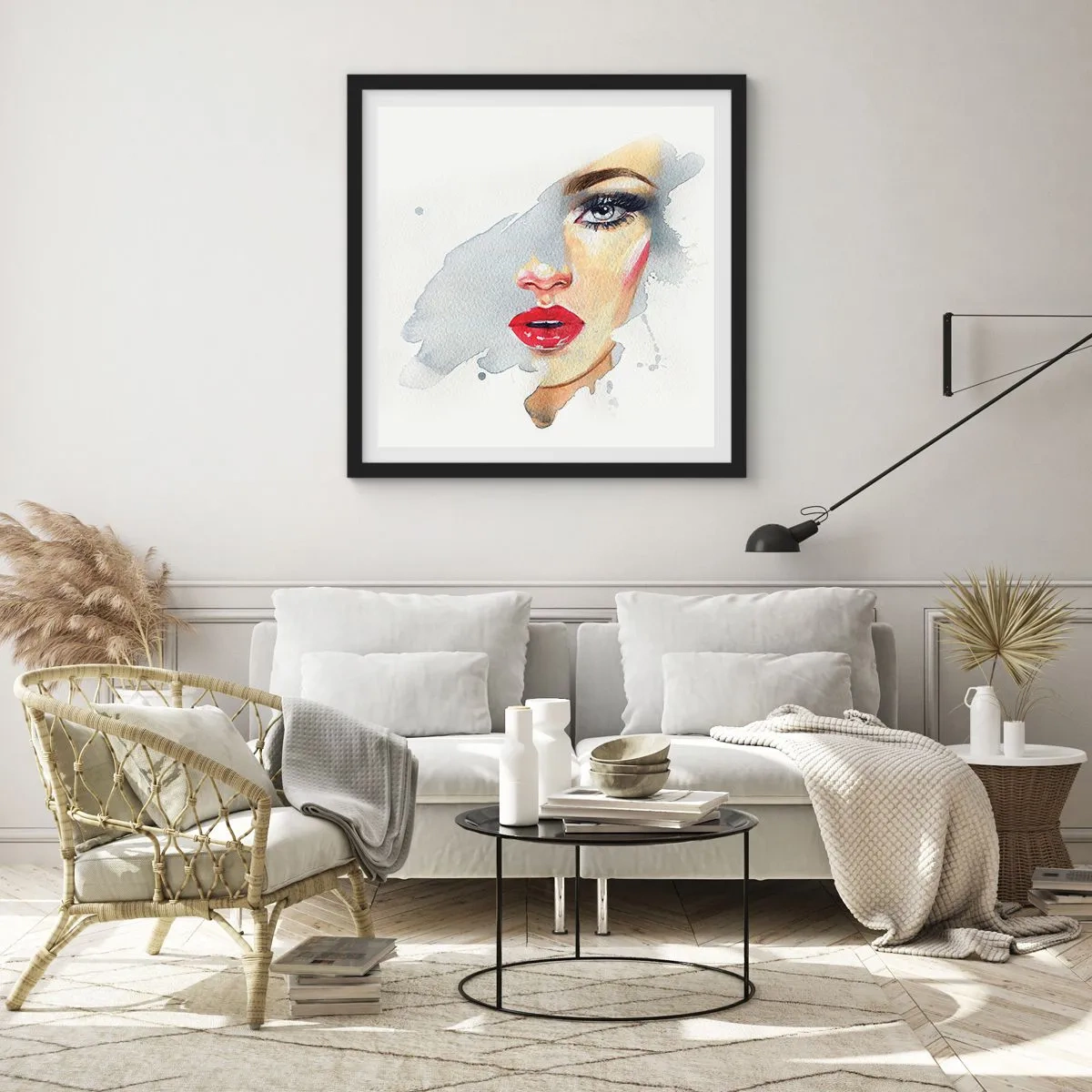 Poster in einem schwarzem Rahmen - Abspiegeln in einem Wassertropfen - 50x50 cm