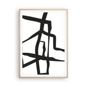 Poster in einem Rahmen aus heller Eiche - Schwarz-Weiß-Design - 70x100 cm