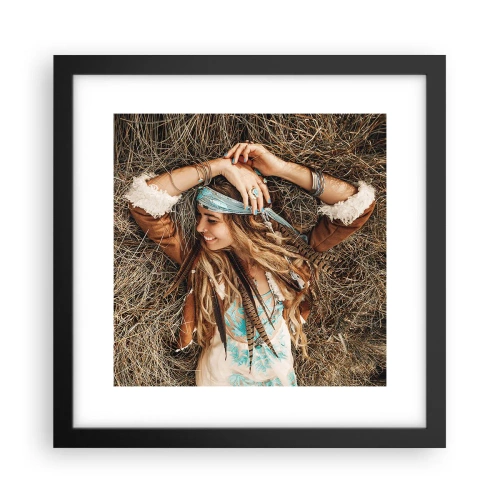 Poster in einem schwarzem Rahmen - Auf dem Weg in den Sommer der Liebe - 30x30 cm