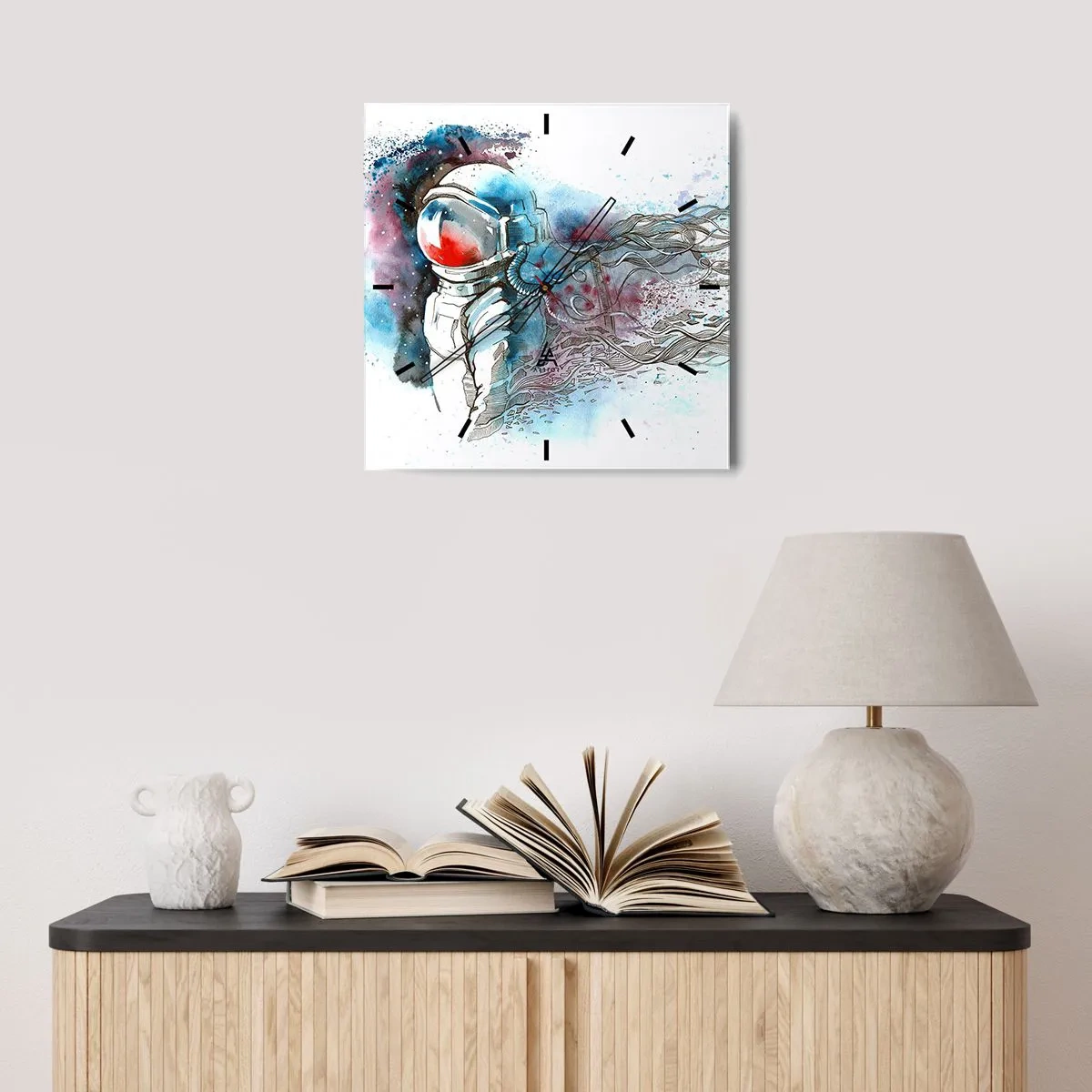 Wanduhr - Glasuhr - Allein mit Platz - 40x40 cm