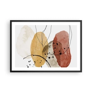 Poster in einem schwarzem Rahmen - Abstrakte Flecken in Beige-, Gelb- und Rottönen - 70x50cm - Wie leichte, transparente Luft - Moderne Wanddekoration für Wohnzimmer und Schlafzimmer ARTTOR