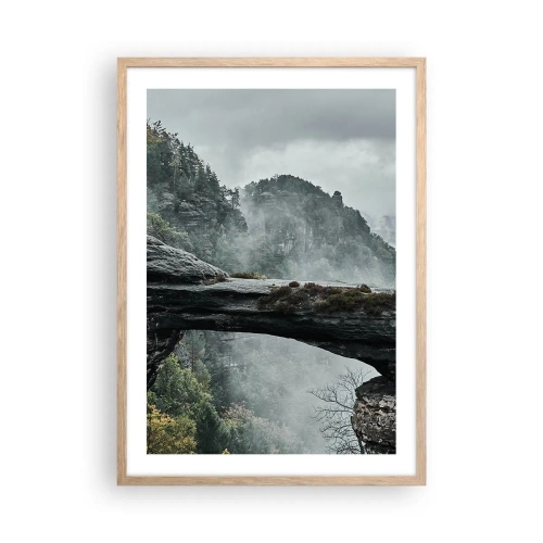 Poster in einem Rahmen aus heller Eiche - Abenteuer beginnt gleich - 50x70 cm