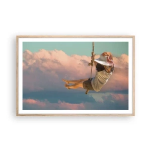 Poster in einem Rahmen aus heller Eiche - Spaß in den Wolken - 91x61 cm