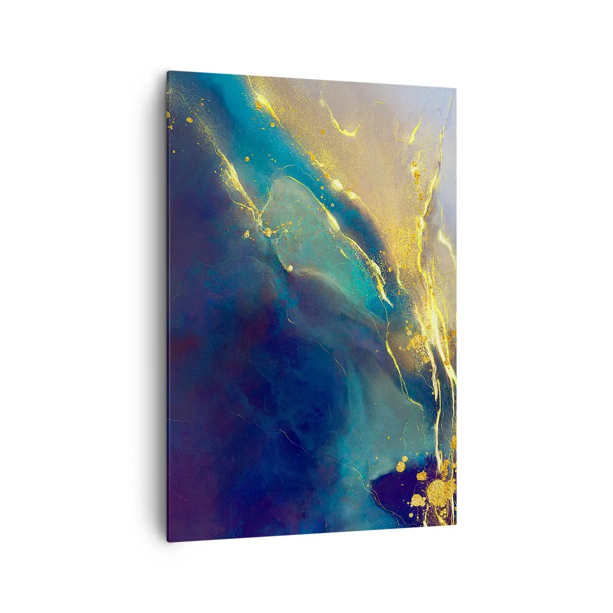 Bild auf Leinwand - Leinwandbild - Abstrakte Komposition in Blau- und Goldtönen auf Leinwand - 70x100cm - Der goldene Teich - Moderne Wanddekoration für Wohnzimmer und Schlafzimmer ARTTOR