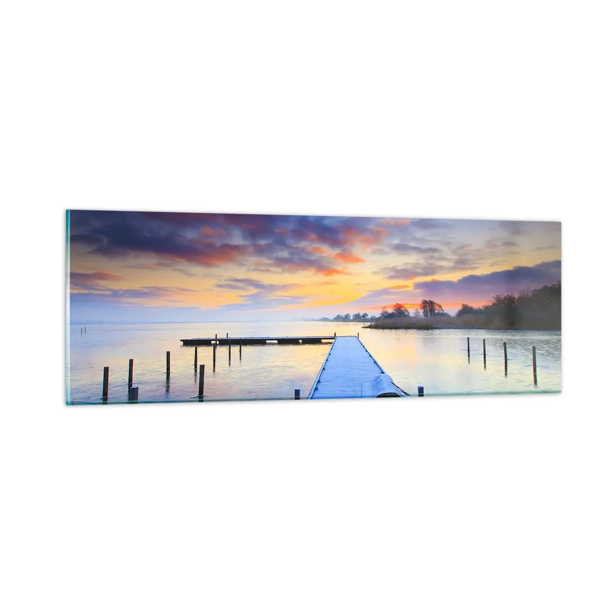 Glasbild - Bild auf glas - Violett-goldene Ruhe - 90x30 cm