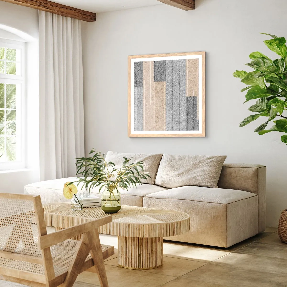 Poster in einem Rahmen aus heller Eiche - Komposition: Vertikal halten - 40x40 cm