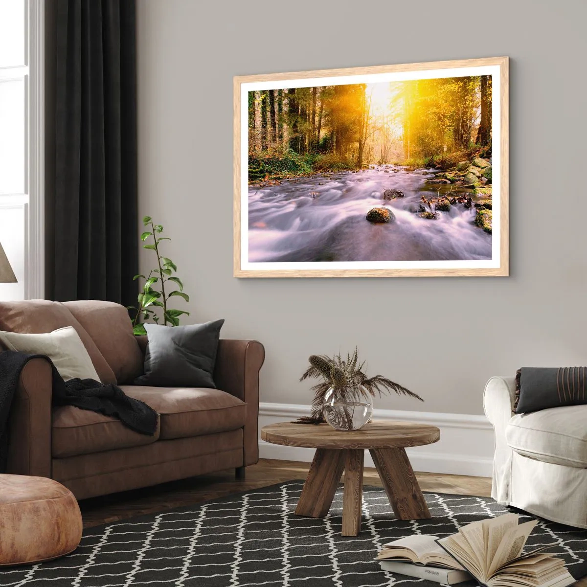 Poster in einem Rahmen aus heller Eiche - Malachit im Silber- und Goldrahmen - 100x70 cm