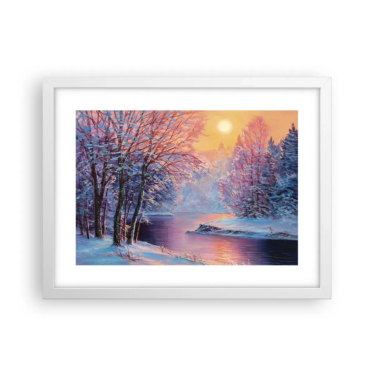 Poster in einem weißen Rahmen - Die Farben des Winters - 40x30 cm