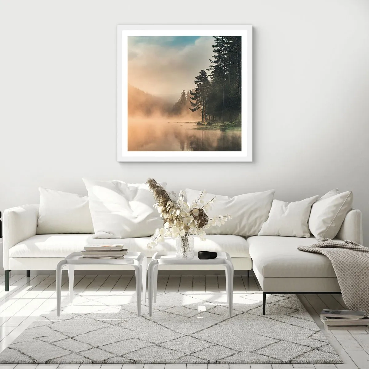 Poster in einem weißen Rahmen - Die Geburt des Tages - 40x40 cm