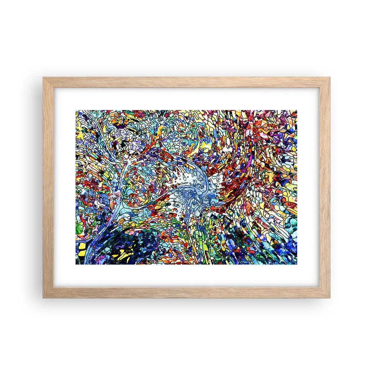 Poster in einem Rahmen aus heller Eiche - Glasmalerei Wassertropfen - 40x30 cm