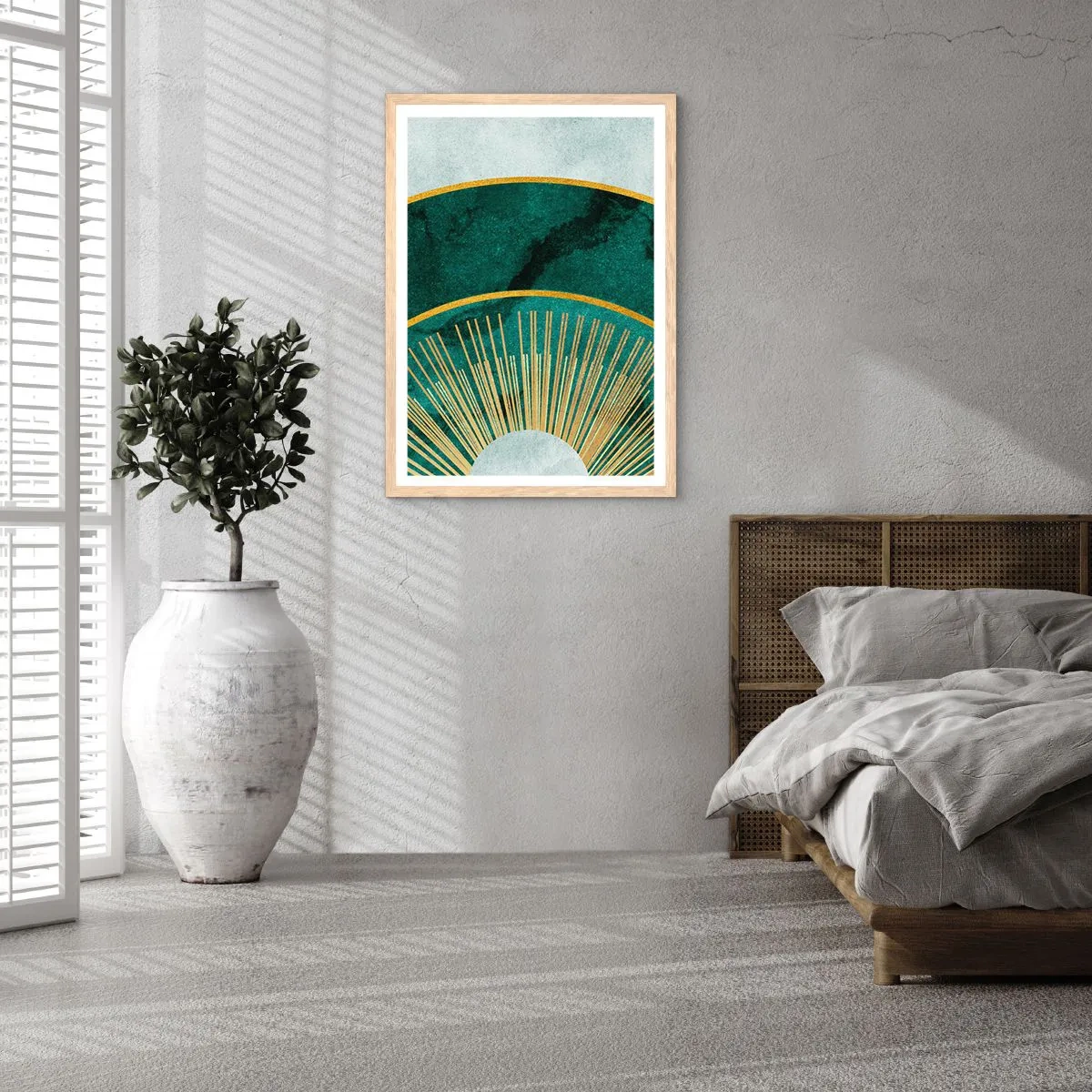 Poster in einem Rahmen aus heller Eiche - Anderes Sonnensystem - 50x70 cm