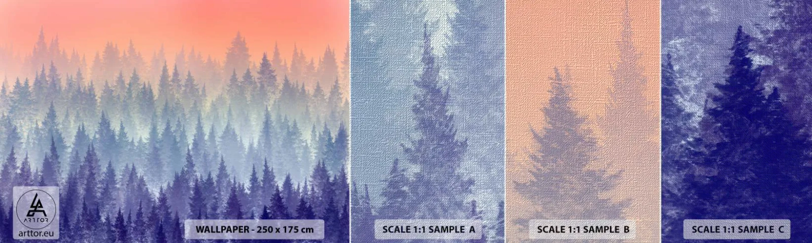 Fototapeten Muster Premium Canvas - Hoch, höher, zum Himmel - Abstraktion, Wald, Stück - 100x30 cm