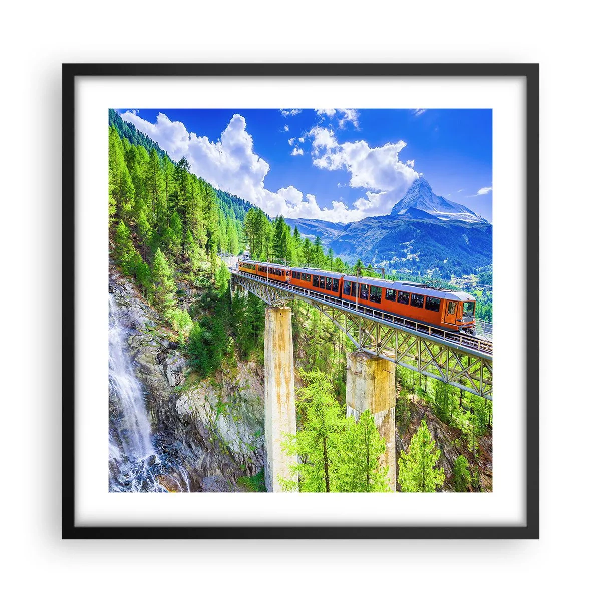 Poster in einem schwarzem Rahmen - Jetzt sind Alpen dran - 50x50 cm