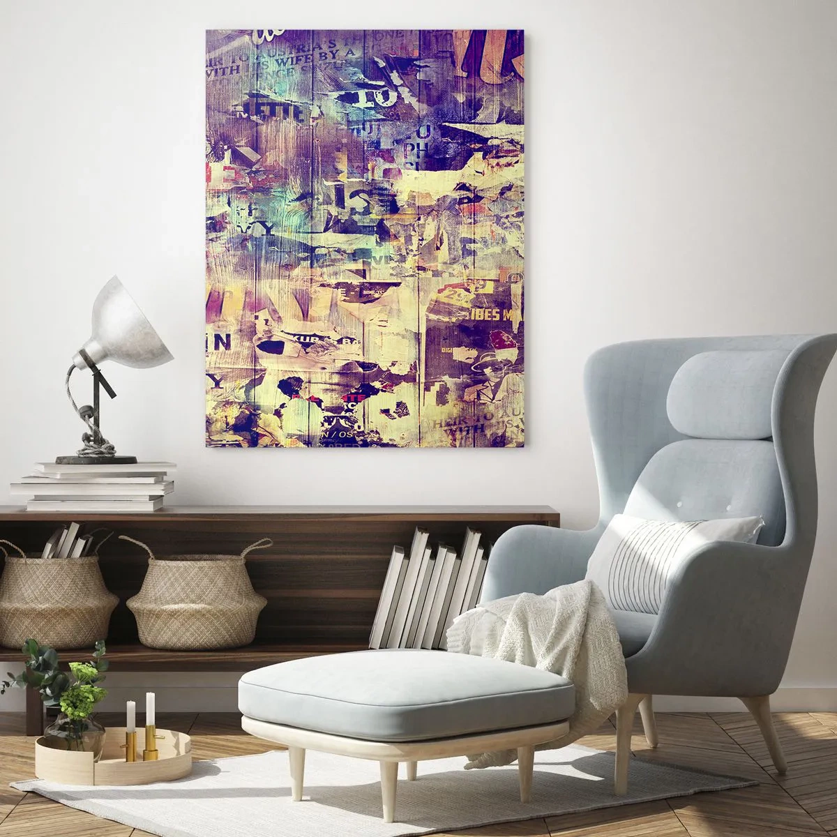 Glasbild - Bild auf glas - Abstrakte Komposition mit urbanen Texturen und Graffiti - 50x70cm - Und das ist alles, was es geben wird - Moderne Wanddekoration für Wohnzimmer und Schlafzimmer ARTTOR