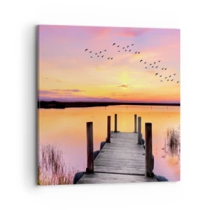 Bild auf Leinwand - Leinwandbild - Violette stille Morgendämmerung - 70x70 cm