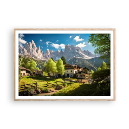 Poster in einem Rahmen aus heller Eiche - Alpenidylle - 100x70 cm