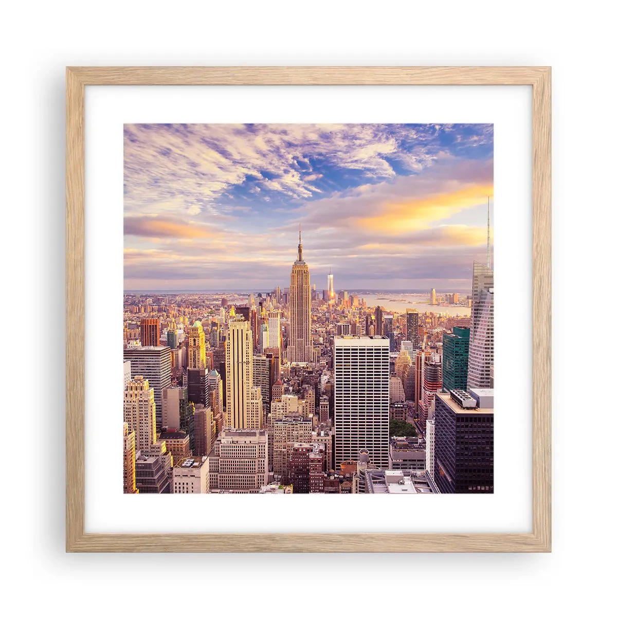 Poster in einem Rahmen aus heller Eiche - Nur nach den Wolken greifen - 40x40 cm