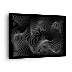 Bild auf Leinwand - Leinwandbild - Abstrakte weiße Linien auf schwarzem Hintergrund - 70x50cm - Lichttanz im Raum - Moderne Wanddekoration für Wohnzimmer und Schlafzimmer ARTTOR