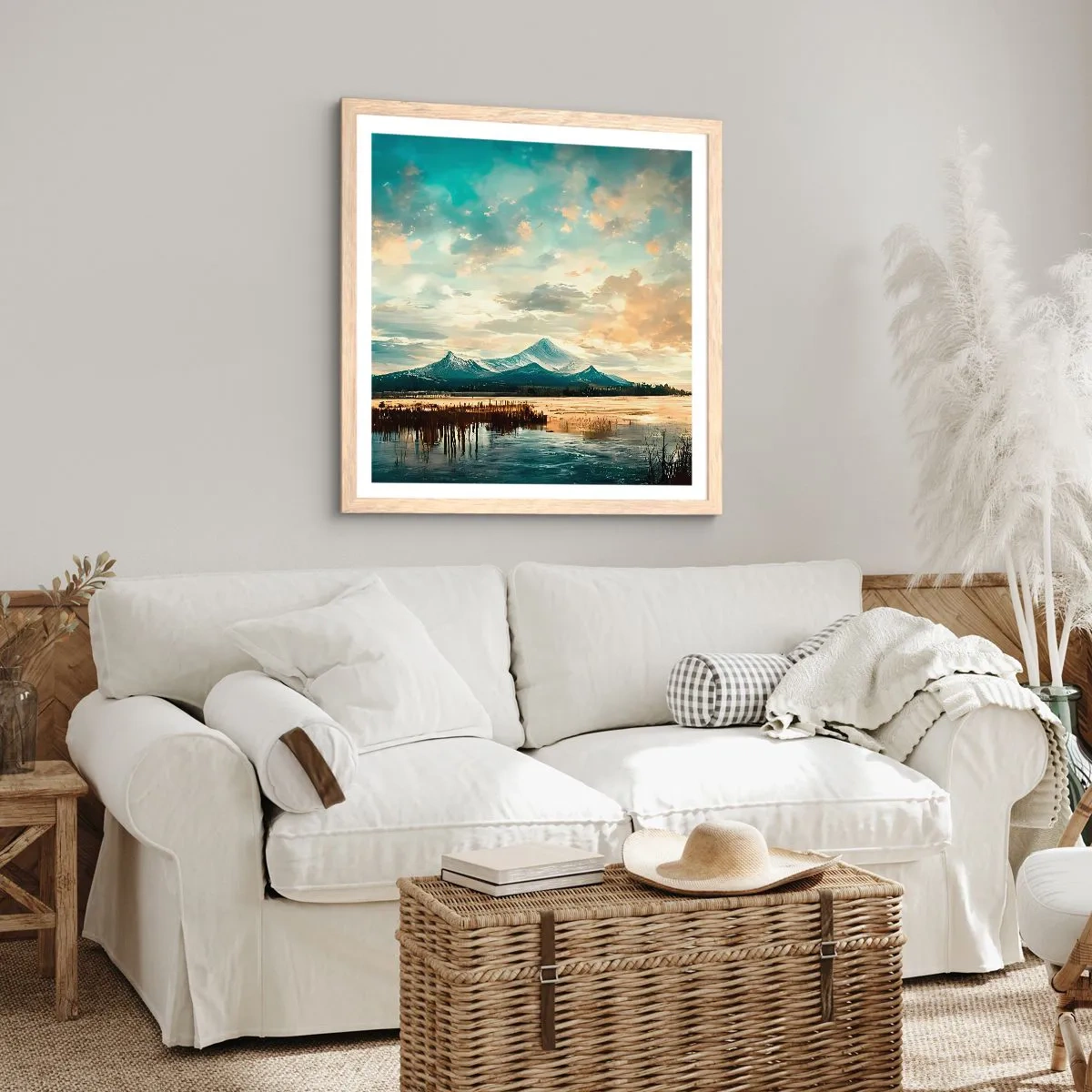 Poster in einem Rahmen aus heller Eiche - Unter dem Schutz des Himmels - 60x60 cm