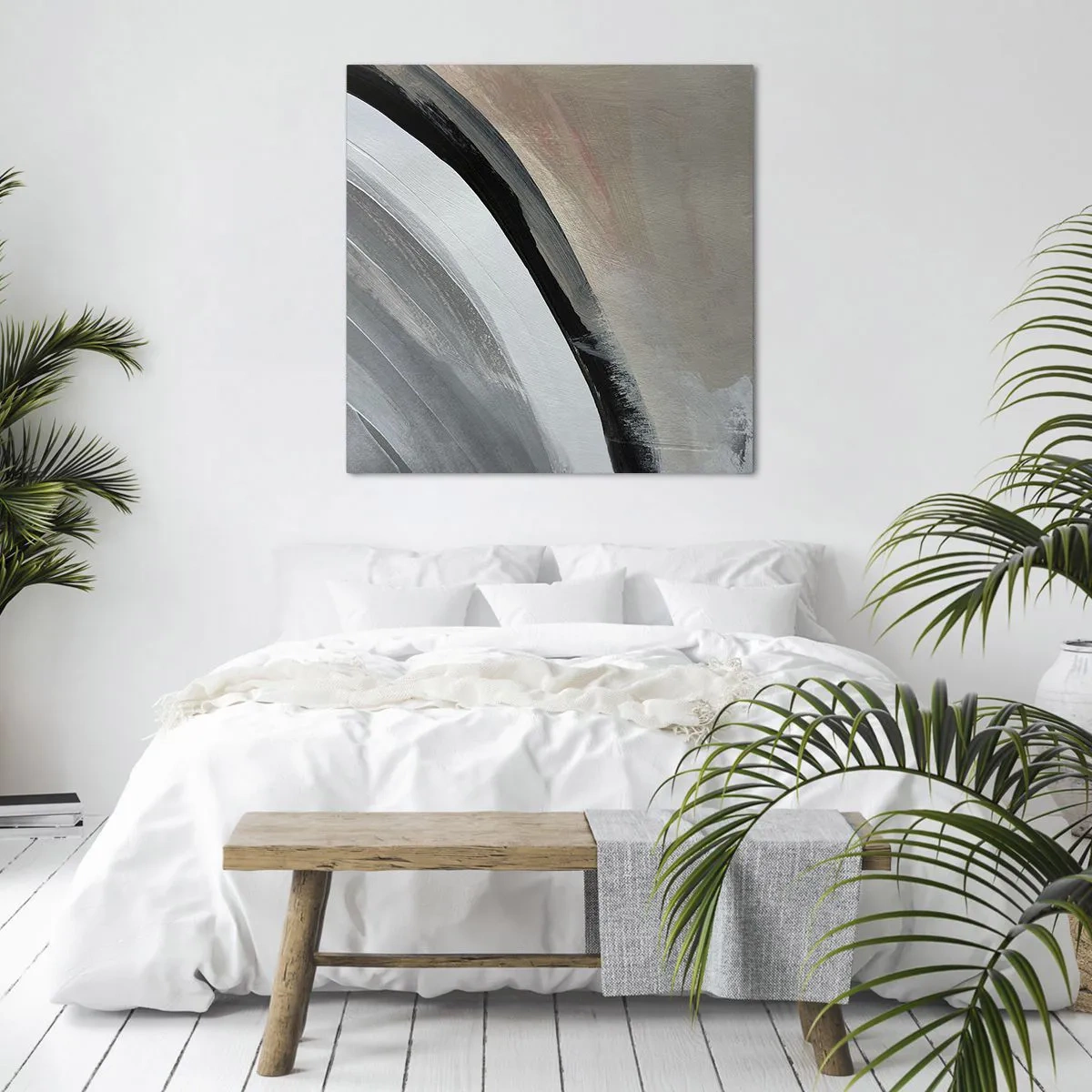 Bild auf Leinwand - Leinwandbild - Komposition: Bogen aus Schwarz und Grau - 30x30 cm