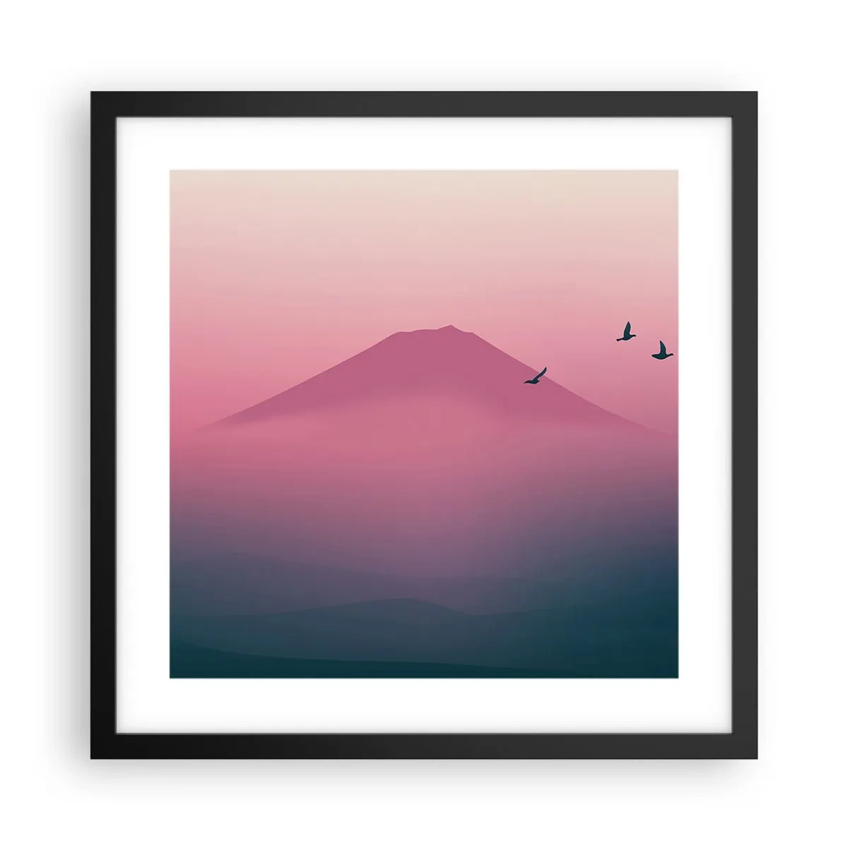 Poster in einem schwarzem Rahmen - Wanderer über den Wolken - 40x40 cm