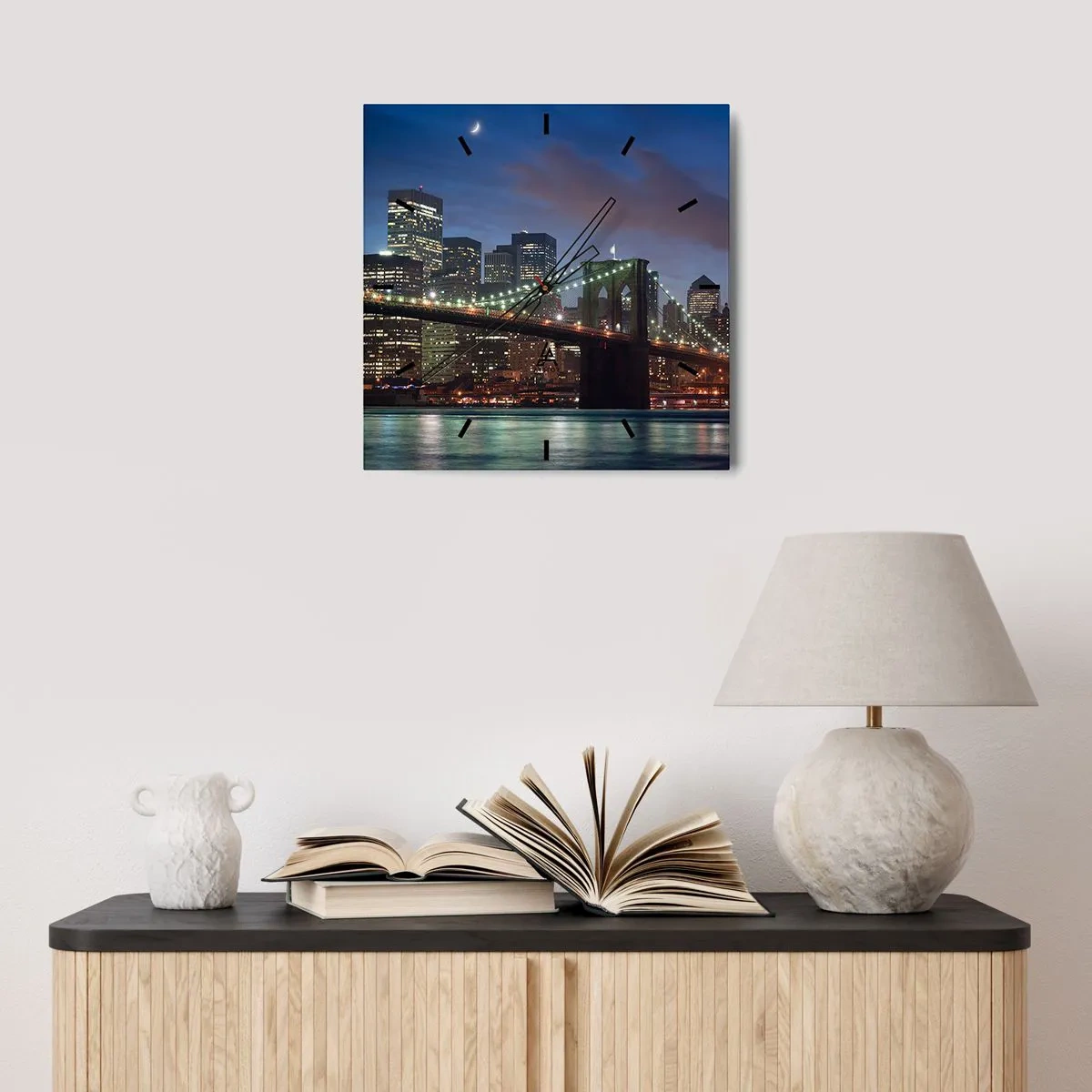 Wanduhr - Glasuhr - Leuchtende Nacht - 40x40 cm