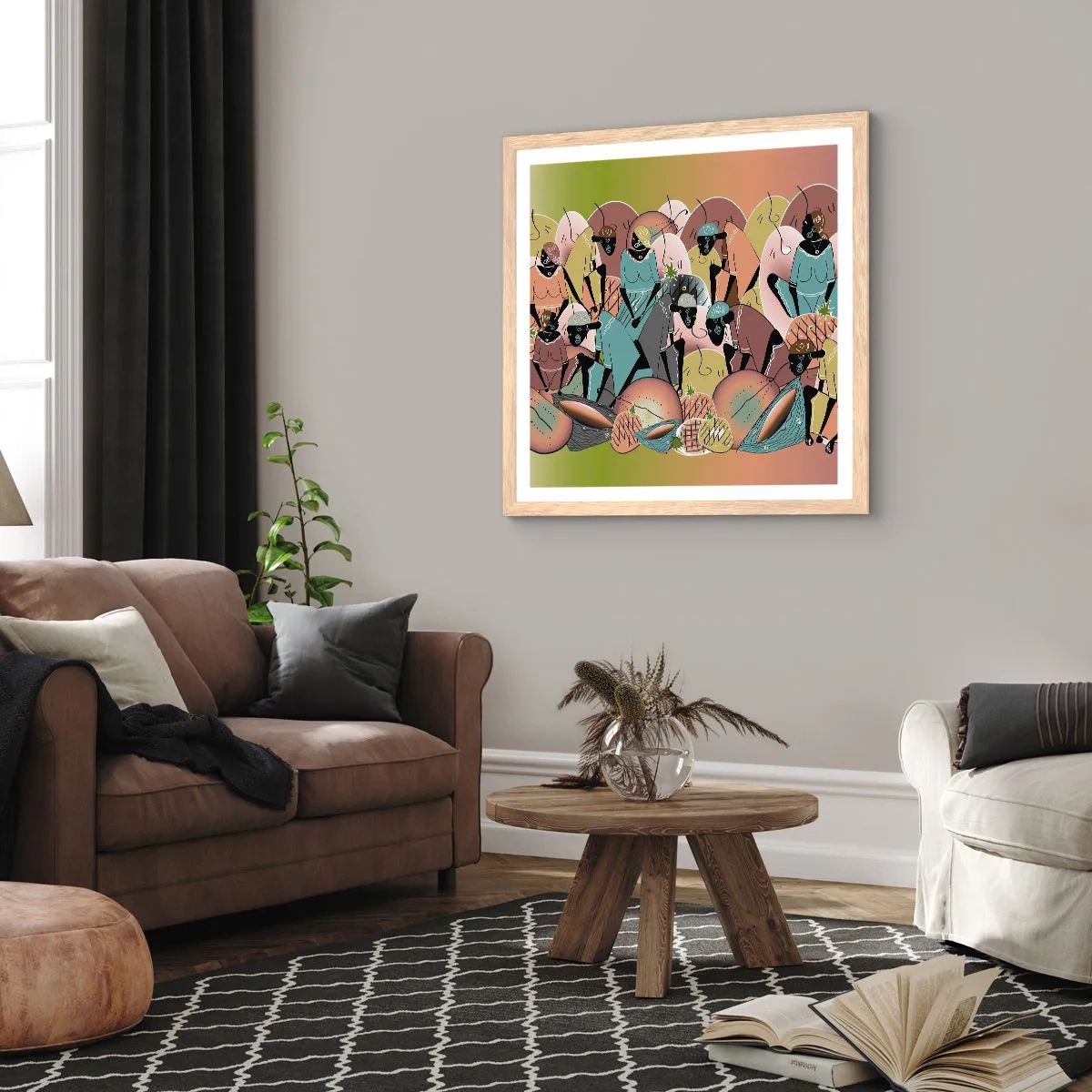 Poster in einem Rahmen aus heller Eiche - Ein toller Urlaub steht bevor - 40x40 cm