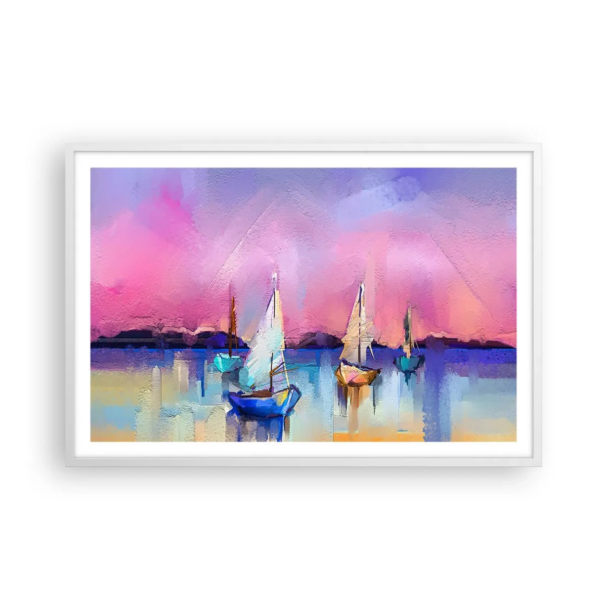 Poster in einem weißen Rahmen - Richtung: breites Wasser - 91x61 cm