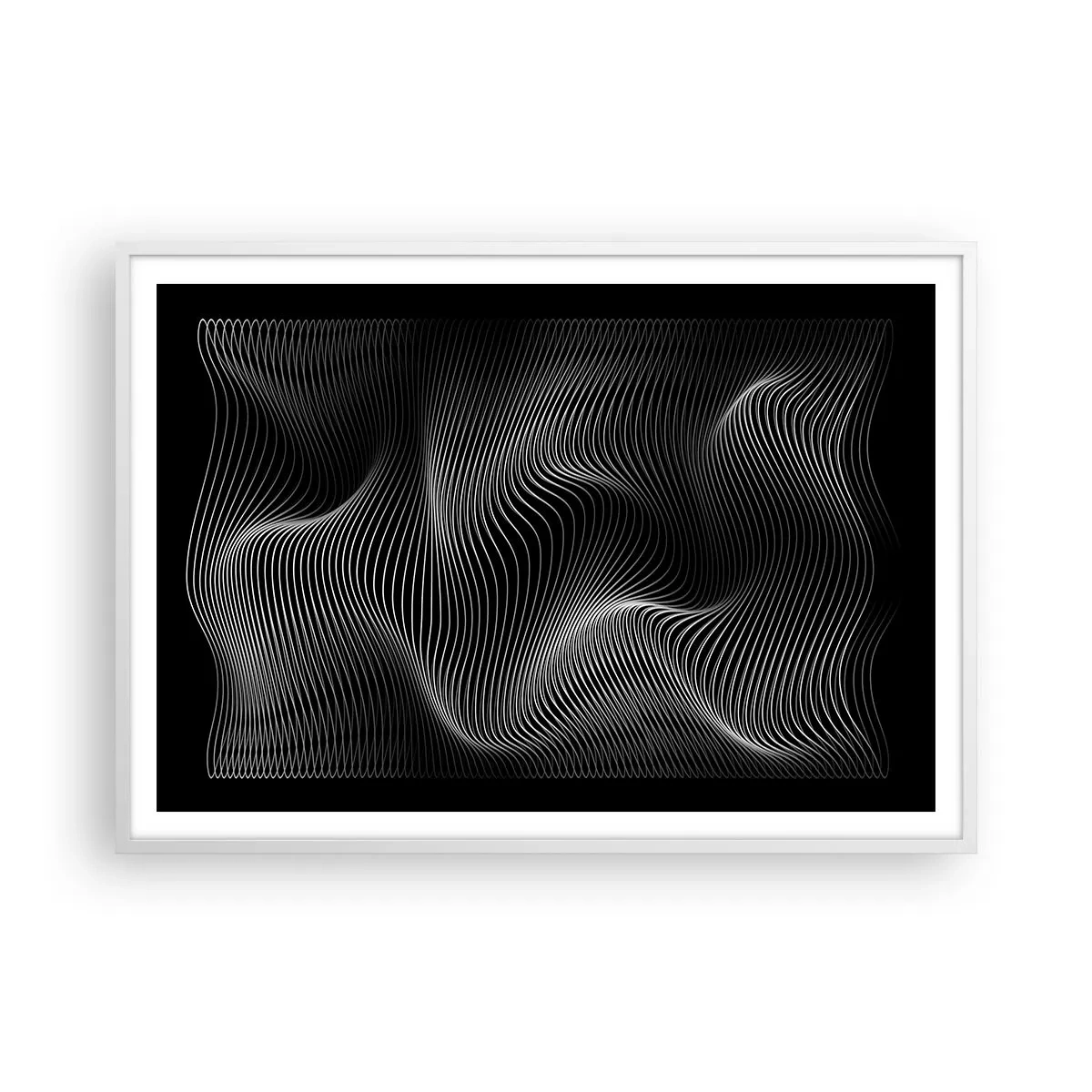 Poster in einem weißen Rahmen - Lichttanz im Raum - 100x70 cm