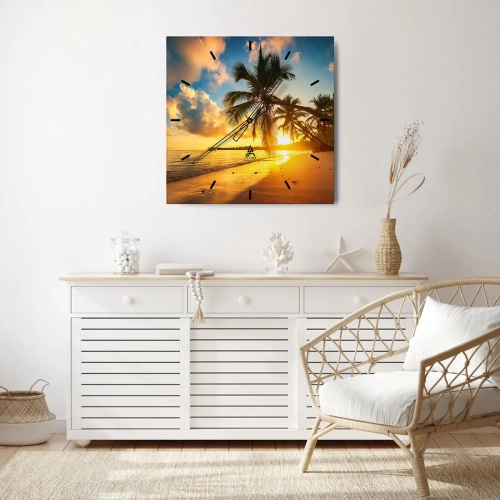 Wanduhr - Glasuhr - Karibischer Traum - 40x40 cm