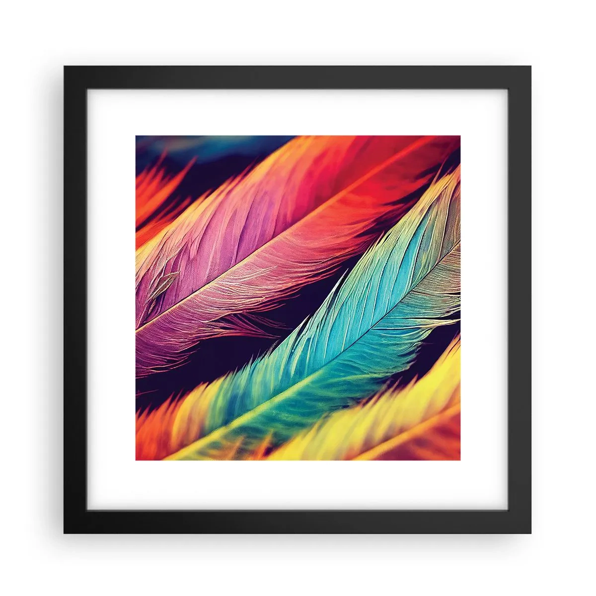 Poster in einem schwarzem Rahmen - Gefiederter Regenbogen - 30x30 cm