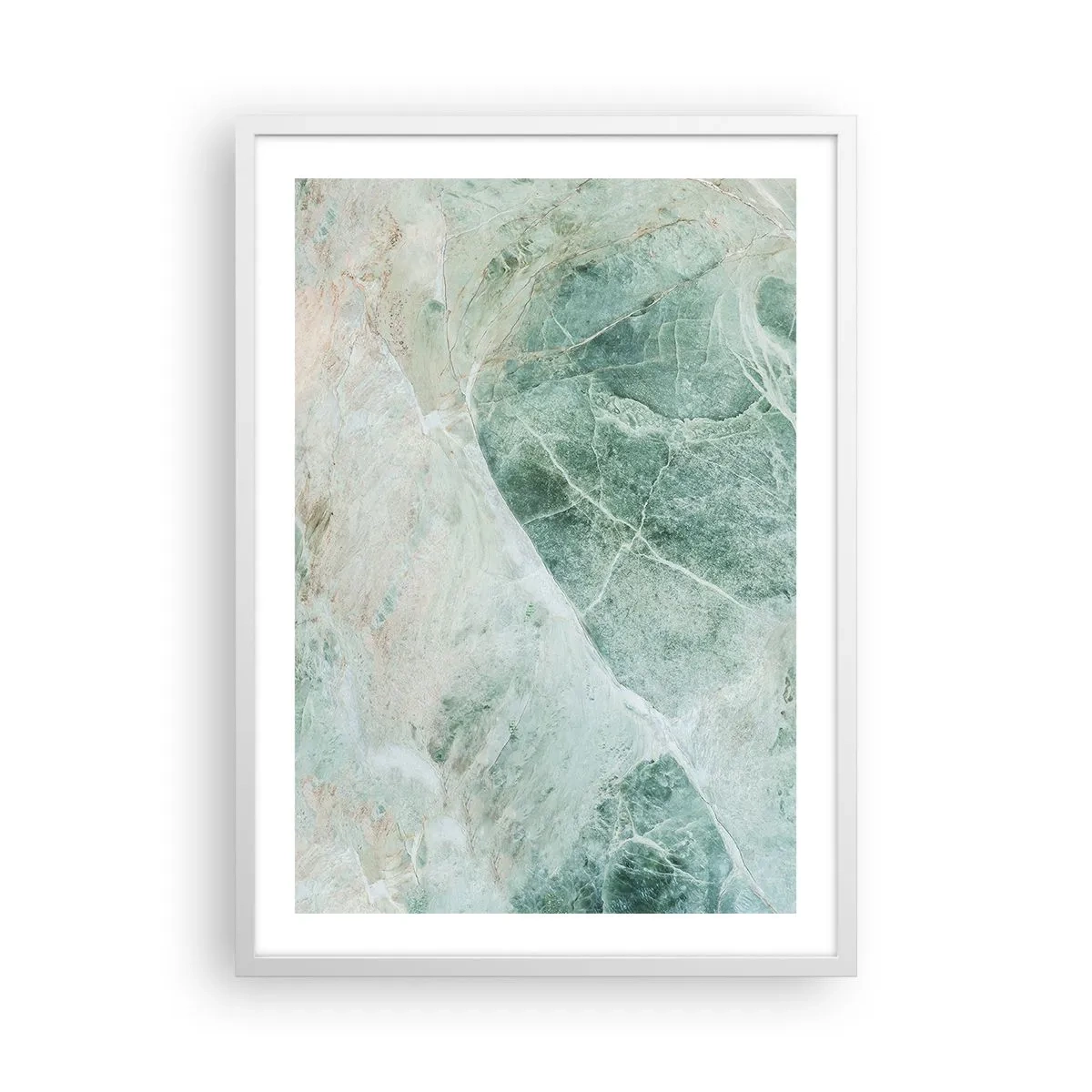 Poster in einem weißen Rahmen - Edle Kälte des Steins - 50x70 cm