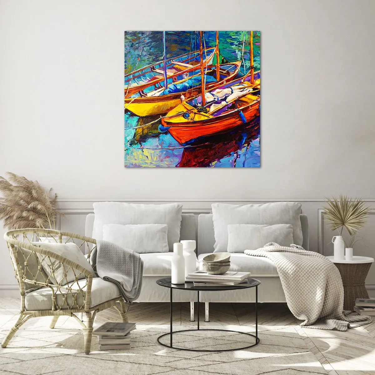 Glasbild - Bild auf glas - Auf Wasser dick mit Farben - 70x70 cm