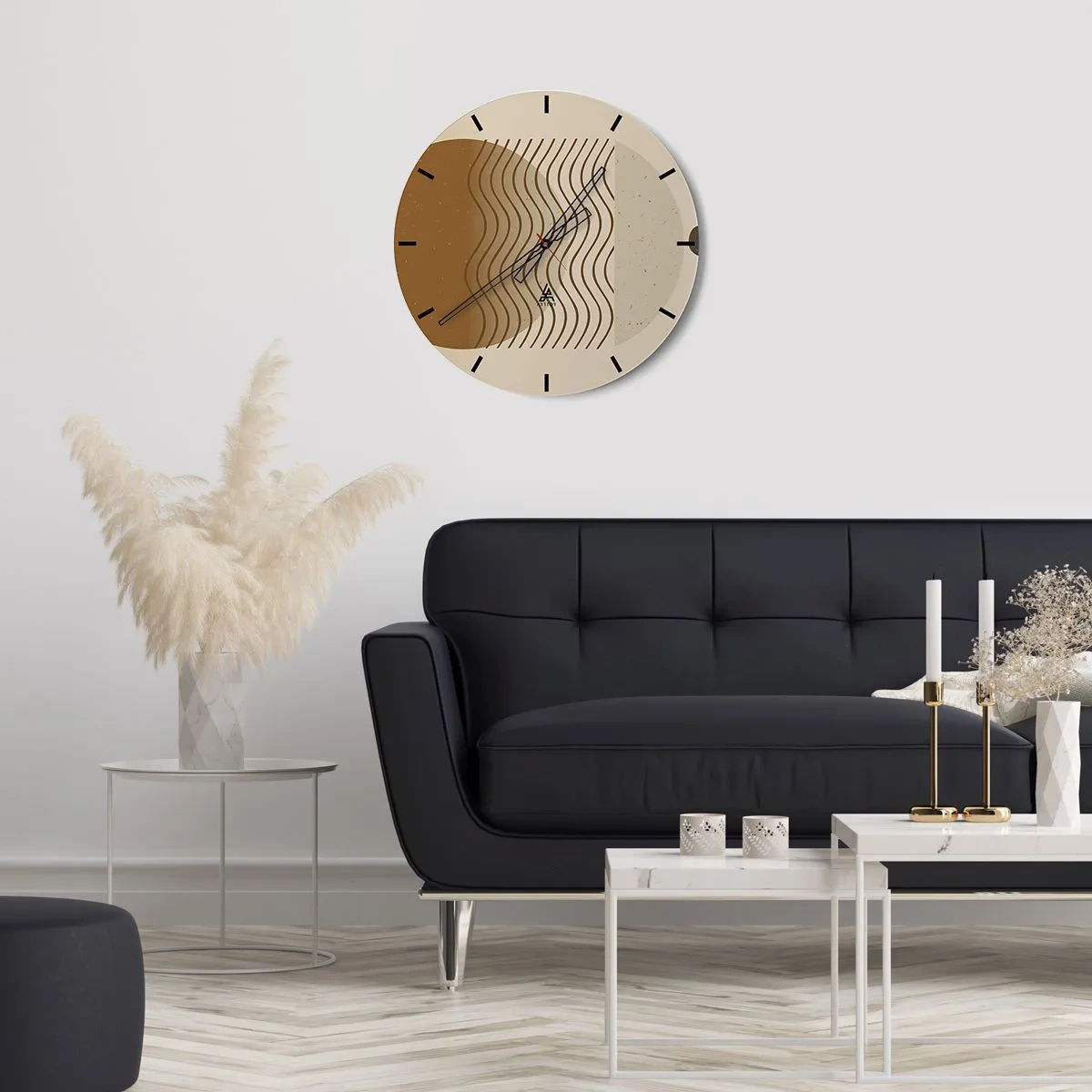 Wanduhr - Glasuhr - Zur Entstehung geometrischer Figuren - 40x40 cm