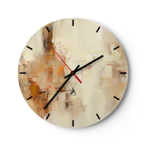 Wanduhr - Glasuhr - Eine abstrakte Komposition in Beige- und Orangetönen. - 30x30cm - Seele aus Bernstein - Moderne Wanddekoration für Wohnzimmer, Küche und Schlafzimmer ARTTOR