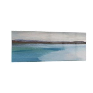 Glasbild - Bild auf glas - Eine minimalistische Landschaft mit Wasserlinie und Horizont - 140x50cm - Horizontale Landschaft - Moderne Wanddekoration für Wohnzimmer und Schlafzimmer ARTTOR