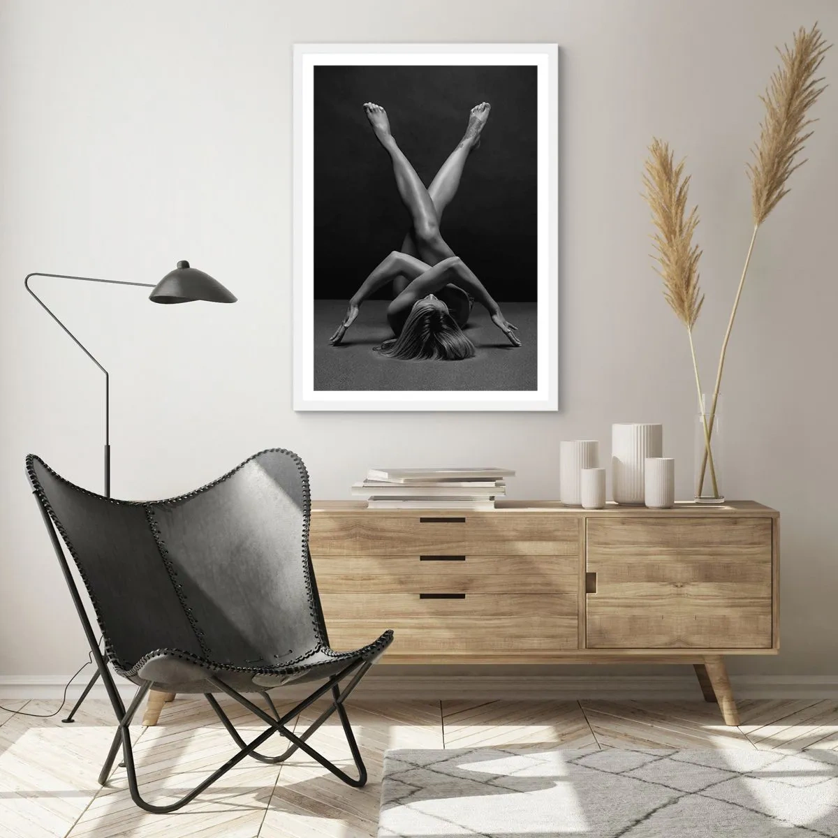 Poster in einem weißen Rahmen - Die Geometrie der Nacktheit - 70x100 cm
