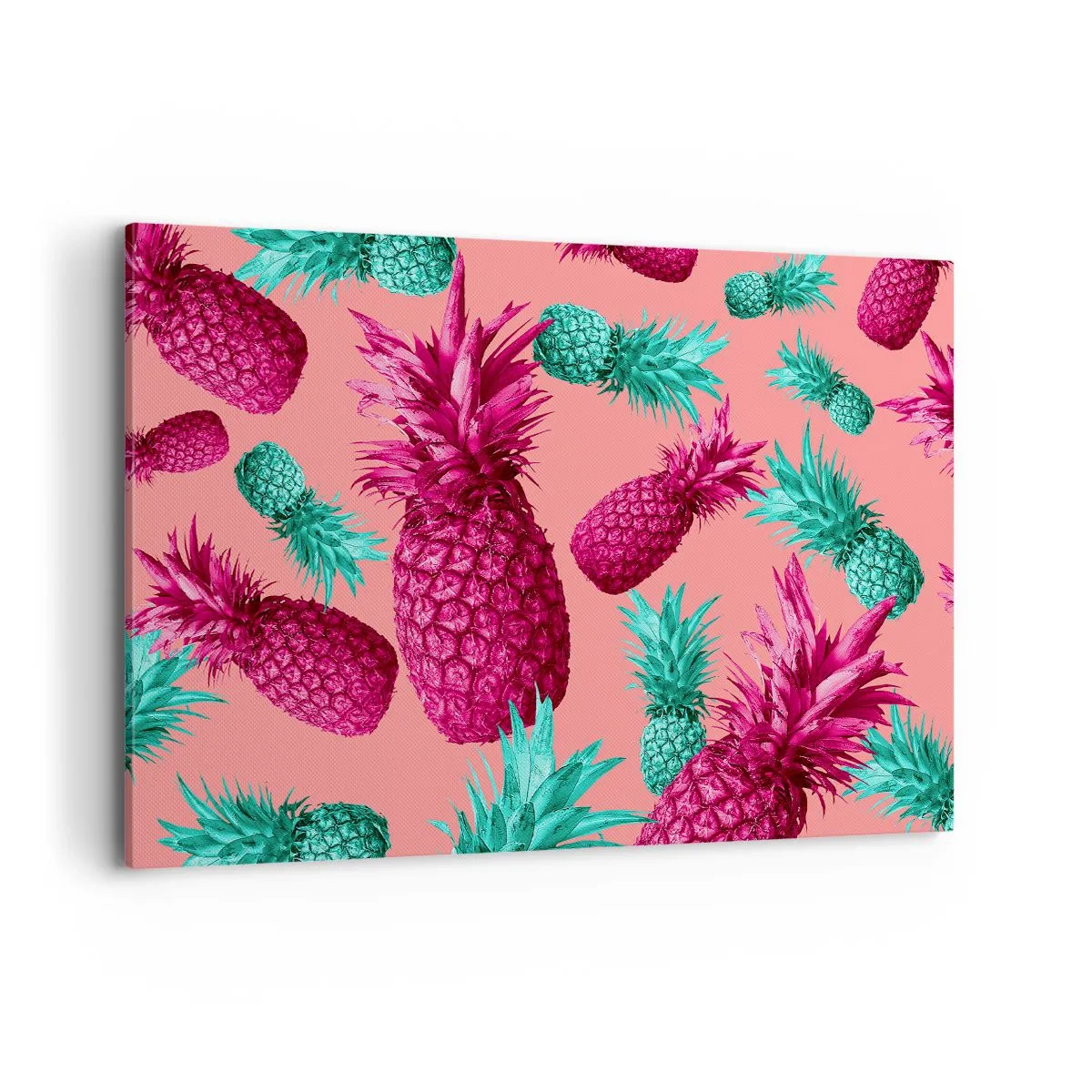 Bild auf Leinwand - Leinwandbild - Exotische Ananas in Pink und Türkis - 120x80cm - Freiheit ist süß - Moderne Wanddekoration für Wohnzimmer und Schlafzimmer ARTTOR